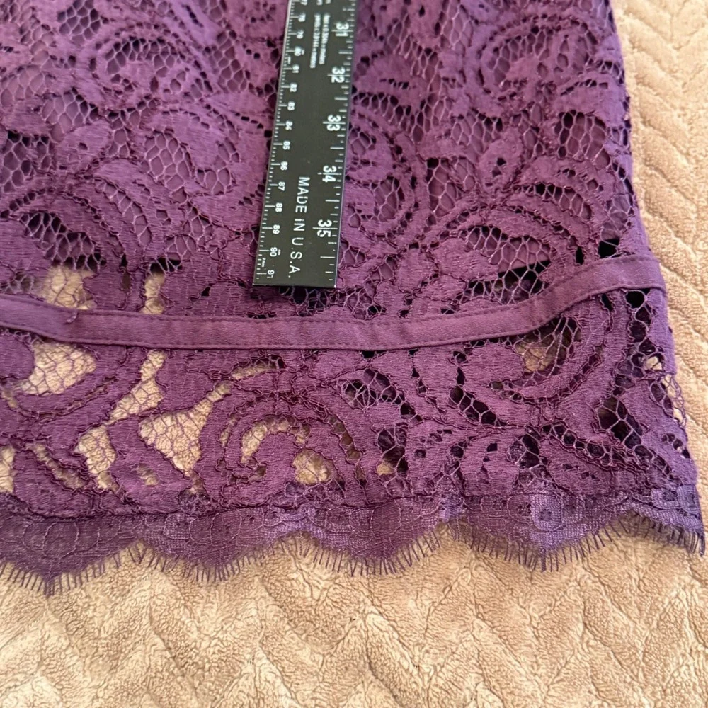 Adrianna Papell Purple Lace Sheath‎ Dress Cap Sleeve V-Neck Cocktail Size 6